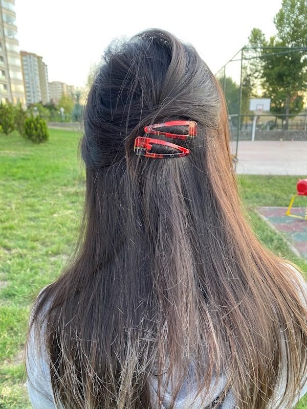 Yılbaşı Ekose Desenli 7 cm Çıtçıt Toka Çiftli