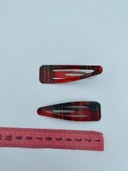 Yılbaşı Ekose Desenli 7 cm Çıtçıt Toka Çiftli