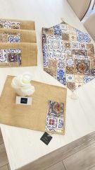 Çini Desenli Runner ve Amerikan Servis Seti