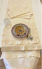 Çift Fırfırlı Runner ve Amerikan Servis Seti 40x210cm