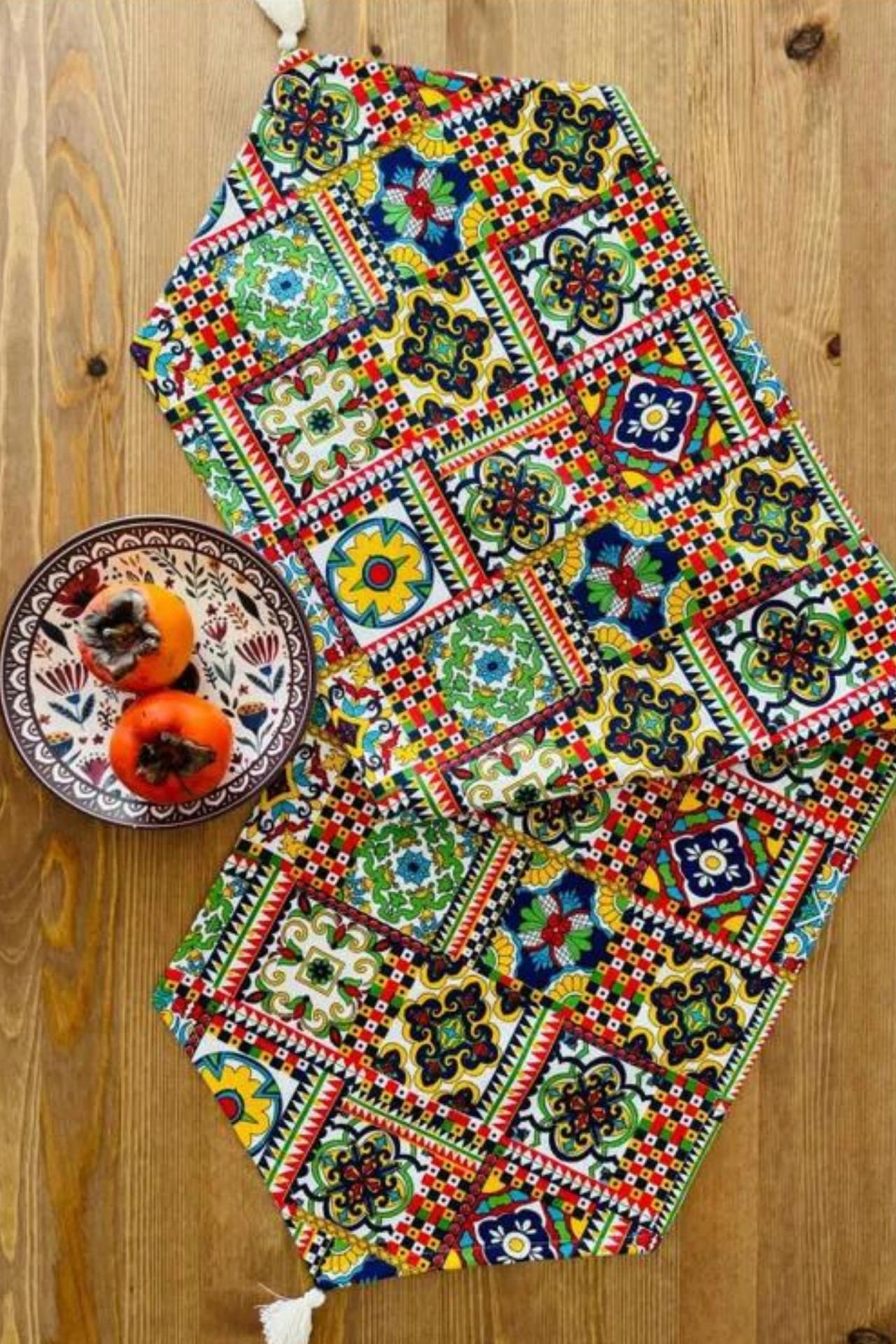 Renkli Keten Runner 40x140 cm