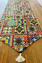 Renkli Keten Runner 40x140 cm